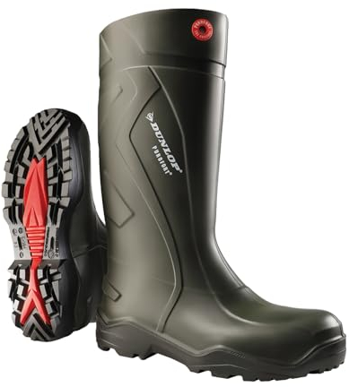 DUNLOP Protective Footwear, D760933, Purofort+ Full Safety, Verde Scuro/Rosso, Taglia 44 EU