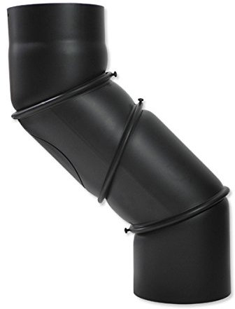 Ofenrohr Bogen 130 mm 3x 45° verstellbar Schwarz mit Tür Multibogen Knie