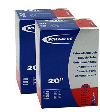 2x Schwalbe Fahrrad Schlauch 20 Zoll SV6 20 x 1.0/1.50 28-40/406 NR.6 SV
