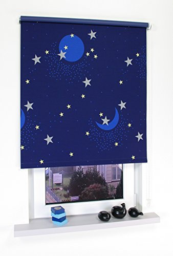 Liedeco® Rollo, Fenster Rollo, Kettenzug-Rollo / 122 x 180 cm (Breite x Höhe), Sternenhimmel/Stoff mit Dekor, Verdunkelnd, Abdunkelnd, Blickdicht/Breiten 60-200 cm/Variable Montage möglich