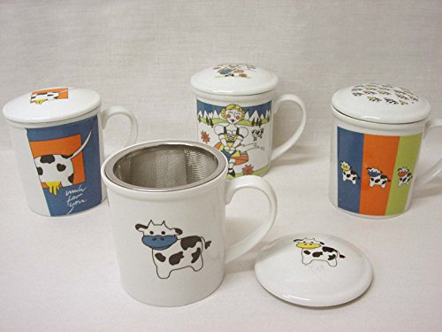 TISANA TISANERA Taza MUG Tapa Infusion TE Filtro Metal 240ML Porcelana Vaca Variado (EL Precio ES para 1 Unidad. Enviar Mensaje ESPECIFICANDO CUAL Desea Escoger, SI Nos ES Posible)