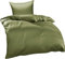 Bettwaesche-mit-Stil Mako Interlock Jersey Bettwäsche Garnitur Uni/enfarbig 100% Baumwolle 155x220 + 80x80 cm, Dunkelgrün - Olivgrün