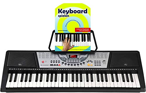 McGrey BK-6100 Keyboard (61 Tasten, 100 Klangfarben, 100 Rhythmen, 12 Demosongs, Lernfunktion, Netzteil, Notenständer) Set inklusive Keyboardschule
