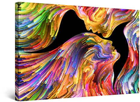 Startonight Impression Sur Toile Embrasser dans l'éternité, Multicolore - Tableau Abstrait - Decoration Murale Salon Moderne - Image sur Toile - 60 x 90 cm Idée Cadeau Élégante et Originale Lumineux