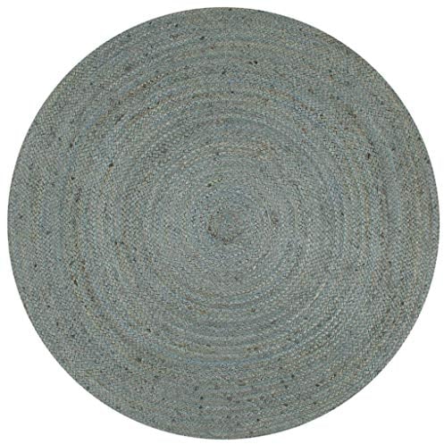 vidaXL Teppich Handgefertigt Kurzflor Wohnzimmerteppich Juteteppich Handwebteppich Läufer Schlafzimmer Flur Geflochtene Jute Rund 90cm Olivgrün