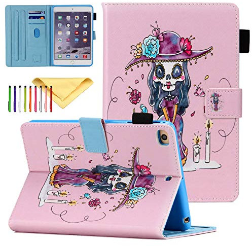 Case Fit iPad Mini 5 Case Kids 2019, Uliking Colorful PU Leather Cases and Covers with Auto Sleep/Wake & Card Slots Stand Wallet Skinshell for Apple iPad Mini 5/4/3/2/1, Zombie Bride