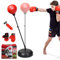 COSTWAY Punchingball 120-154cm höhenverstellbar, Standboxball freistehend, Boxsack Set, Box Set inkl. Boxhandschuhe und Handpumpe, für Erwachsene, Jungen und Mädchen ab 8 Jahren (Rot)