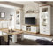 Wohnwand im Landhausstil, Pinie weiß, Wotaneiche, Lowboard, 2 Vitrinenschrank, Sideboard