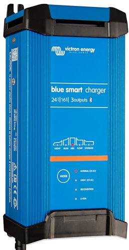 Victron Energy Blue Smart IP22 Smart Car Battery Charger 24V 16A, Trickle Charger for Car Battery and Desulfator for Motorcycle, ATV, RV, Lithium and Deep Cycle Batteries, UK, 3 outputs