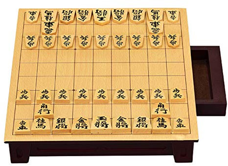 Shogi - Giochi Tradizionali - Set di Giochi di Scacchi Giapponese - Tavola di Legno con Cassetti E 42 Pezzi di Gioco - Set di Scacchi da Viaggio,Boxwood,270x250x50mm