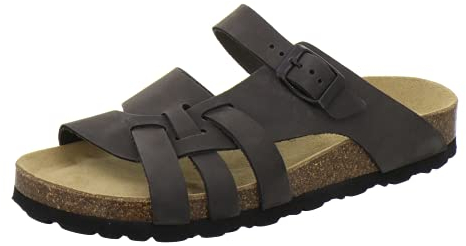 AFS-Schuhe 2122 Damen Pantoletten Sommer aus echtem Leder, hochwertige Sandalen für Frauen, Made in Germany (41 EU, grau/Stone)