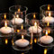 Romadedi Photophore Bougeoir Verre Pied Lot de 12 Transparent Supports pour Bougies Chauffe-Plat Flottantes Votives Décoration de Maison Salon de Mariage Fête Centre de Table, 5,7x5cm