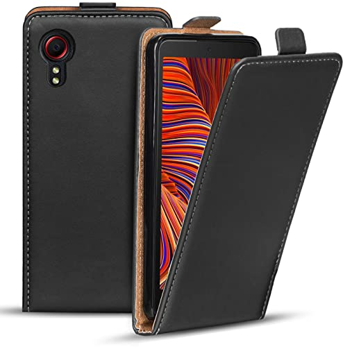Verco Flip Cover für Samsung Galaxy XCover 5 Case, Flipstyle Schutzhülle für Samsung XCover 5 Hülle (Enterprise Edition) Tasche vertikal klappbare Handyhülle, Schwarz