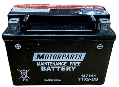Batterie MotorPARTS Minarelli YTX9-BS 12 V 8 Ah kompatibel mit Suzuki GSX-R - 600 CC 2006 - ohne Wartung komplett für Motorrad und Scooter