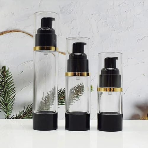 24 x 15ml 30ml 50ml Empty Black Cream Lotion Travel Bottles Airless Pump Cosmetics Bottles Empty Container With Airless Pump-50ml,Gold Cover