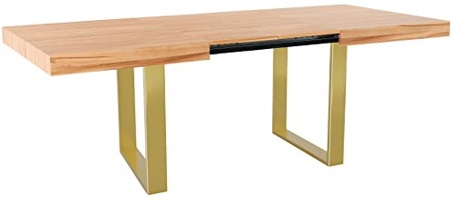 Magnetic Mobel Ausziehbar Esstisch Avia Esszimmertisch Wohnzimmertisch Küchentisch mit Metall Tischgestell (Tischgestell: Gold, Dunkle Buche)