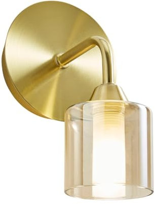 Spa SPA-35811-CHAMP Patras Wall Light, Satin Brass, Champagne Glass, IP44