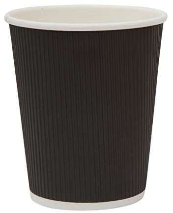 GoCoPack Ripple Paper Coffee Cups: Pack of 50-8oz(227ml), 10oz(284ml), 12oz(340ml), or 16oz(450ml) - White, Black or Brown/Kraft Ripple Paper Cups (12oz (340ml), Black)