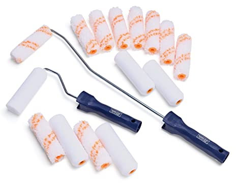 Hamilton for The Trade 17 Piece Mini Paint Roller Set, Short and Long Arm Frame, Medium Pile & Foam, 4in