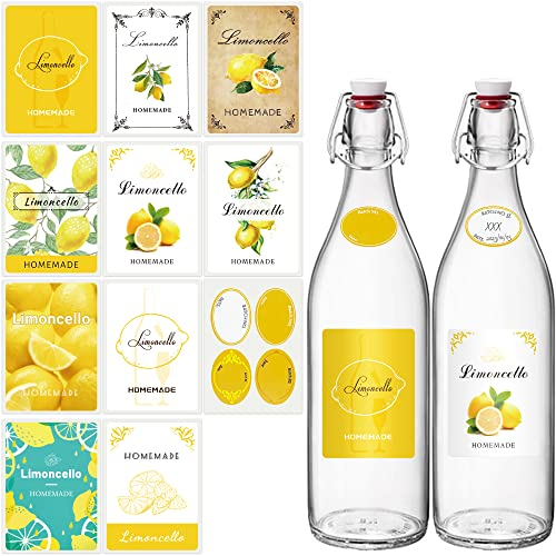 Ezebesta - Set di 22 etichette personalizzate per limoncello, impermeabili e con buon adesivo, etichette prestampate e adesivi per scrittura a mano, regali per familiari e amici