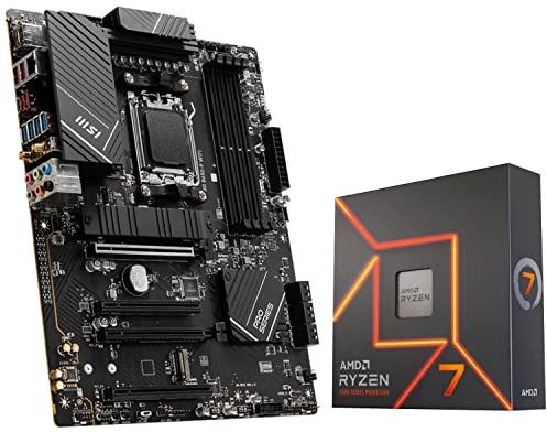 INLAND Micro Center AMD Ryzen 7 7700X 8-Core 16-Thread AM5 5.4 GHz - Procesador de escritorio desbloqueado con placa base MSI PRO B650-P WiFi ProSeries (AMD AM5, ATX, DDR5, PCIe 4.0)