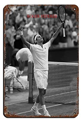 FUKITT Roger Federer Inspirierendes Kunstposter (18) Blechschild Vintage Metall Pub Club Cafe Bar Home Wandkunst Dekoration Poster Retro 20 x 30 cm