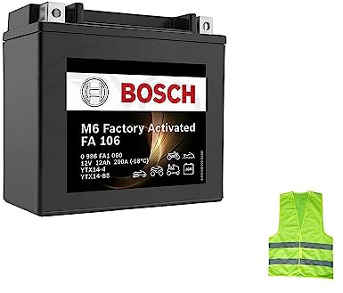 KOMPATIBEL MIT BMW R Nine T URBAN G/S 1200 Jahr 2017 al 2022 Batterie YTX14-BS Bosch FA1060 IN SLA Gel, BEREITS EINSATZBEREIT UND GELADEN 12 AH Ampere 12 Volt 150X87X145MM