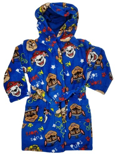 PAW PATROL Chase, Marshall and Rubble - Bademantel für Kinder - Morgenmantel mit Taschen Kapuze Gürtel - Kinderbademantel für Jungen und Mädchen - 5-6 Jahre: 116cm