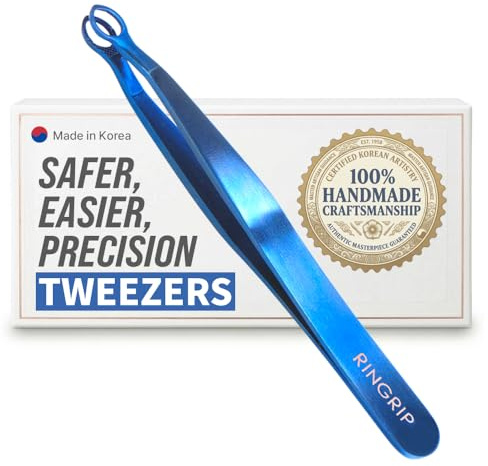 [Premium Hand-Made] Tweezers for women facial hair - Round tip Tweezers, Eyebrow Tweezers, 304 Surgical-grade Stainless Steel for Safety, Precision tweezers, Facial Hair for Men & Women