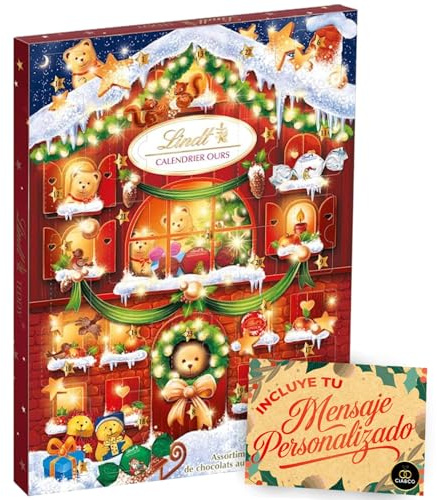 Lindt Teddy Adventskalender 2025 · 24 Schokoladen · Personalisierte Karte von Cia&Co · Milch & Weiße Schokolade · Süße Weihnachtsfreude für Kinder & Erwachsene · 170 g