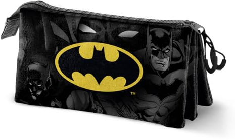 Karactermania Batman Caped-Estuche Portatodo Triple, Negro, 23 x 11 cm