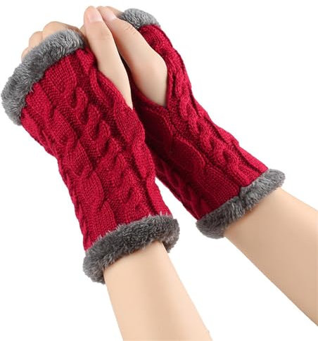 Fulidngzg Thermo Handschuhe Damen Y2K Schwarz Fingerlose Pulswärmer Teenager Mädchen Winter Fäustlinge Winterhandschuhe Touchscreen Wolle Handstulpen Armstulpen