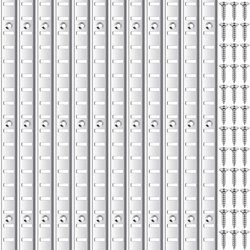 Yaocom 12 Stück 91,4 cm Regal-Pilaster, Metall, Einsteckleiste, verstellbare Regal-Standards für Wandregalsystem, Schrankorganisation, Aufbewahrung, Silber (Silber)