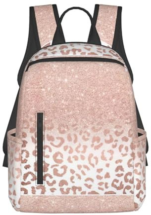 BREAUX Zaino di grande capacità con stampa glitter oro rosa, zaino casual semplice e leggero, zaini da viaggio, oro rosa brillante, taglia unica, Oro rosa brillante, Taglia unica