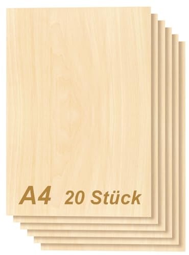 Tocome 20 Pièces A4 Tilleul 297 x 210 x 3mm Contreplaqué Laser Plaque Bois