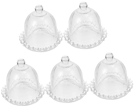 OUNONA Transparente Glastortenhauben 5 Stück Kleine Lebensmittelechte Glas Lebensmittelschutzabdeckungen Kältebeständige Kuchenabdeckungen für Dessert Snack