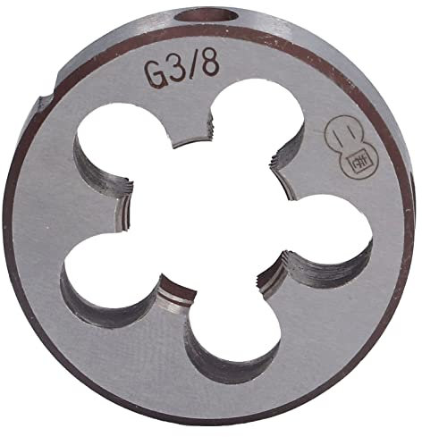 Filiera per Filettatura a 5 Fori, Filiera Rotonda per Riparazione Filettatura G3/8, Utensile per Filettare Tubi Cilindrici in Acciaio Legato, Filiera per Tubi Cilindrici con 5,