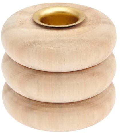 Holz Kerzenhalter Ringe, klein, 7x7x6cm
