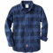 Dubinik® Chemise en flanelle pour homme 100 % coton, chemise à carreaux en flanelle à manches longues, douce, décontractée, à boutons, Bleu marine, Taille XL