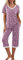 PrinStory Pigiama da donna con maglia a maniche corte e pantaloni lunghi, L