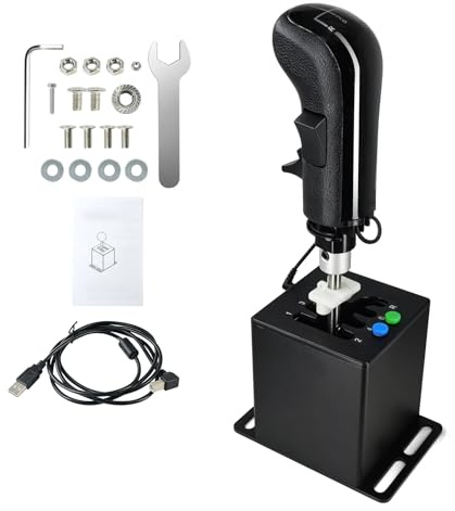 ZLiT PC USB Racing Game Truck Simulator Gear Shifter+Gearshift Knob for Logitech G923 G29 G27 G25 G92 for Tumaster Steering Wheel (Black)