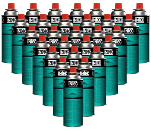 INTEC - Pack 28 Bouteilles de gaz Butane 227gr Cartouche de gaz Camping Compacte Encliquetable Réchaud Désherbeur Barbecue