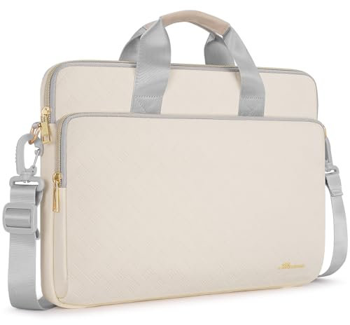 KIZUNA Laptop Sleeve Case 14 Inch Shoulder Bag Computer Handbag for 15 MacBook air M3 M2/Lenovo IdeaPad Slim 3i/IdeaPad Flex 5/15.4 MacBook Pro/14 Yoga Slim Pro X/Surface Studio 2/HP/Dell,Beige