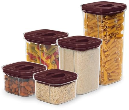 Berlinger Haus praktisches 5+5 tlg. Dosen Set/Vorratsbehälter Set/Luftdicht/bordeaux/Leonardo Collection/Vorratsdose zur Mehl Zucker & Müsli Aufbewahrung Küche