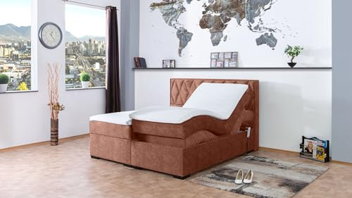 Boxspringbett Loki 240x220, DS-Altrosa, 7-Zohnen Taschenfederkernmatratze, Ergoflex - Inklusive Aufbau - Deutscher Hersteller