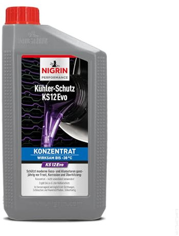 NIGRIN Performance Kühler-Schutz KS12 Evo Konzentrat, Pflege und Schutz für Kühlsystem, für Benzin- und Dieselmotoren, Korrosionsschutz, Frostschutz, Überhitzungsschutz, Hybridtechnologie, 1,5L