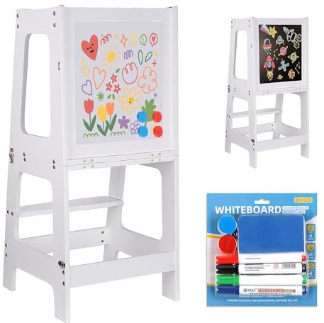 Sinbide Lernturm, Lernturm für Kinder, Montessori Learning Tower, mit Message Boards,ideales Montessori Küchenhelfer ab 1 Jahr