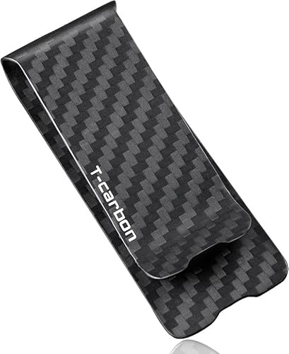 T-carbon Fermasoldi da uomo in vera fibra di carbonio, sottile, per banconote e carte di credito, clip per tasca frontale, nero lucido, 28 mm