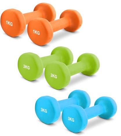 MSPORTS Hanteln Set Premium 0,5-5 kg Kurzhanteln Paar inkl. Übungsposter und Workout App - Calisthenics Equipment | Hantelset (1 kg + 2 kg + 3 kg)