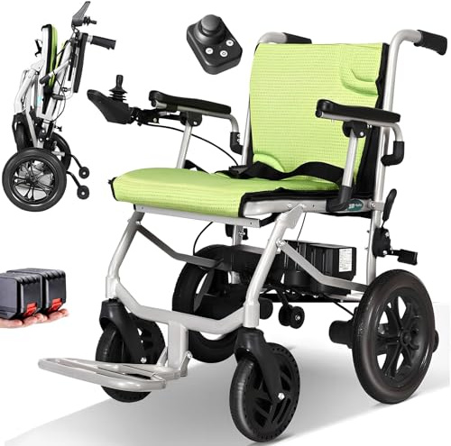 AMITD Sedia a Rotelle Elettrica Pieghevole Leggera 15 kg 20 km 400 w Portata Massima 120 kg Doppio Comando Lega di Alluminio Tutto Terreno Carrozzine Elettriche per Disabili Anziani